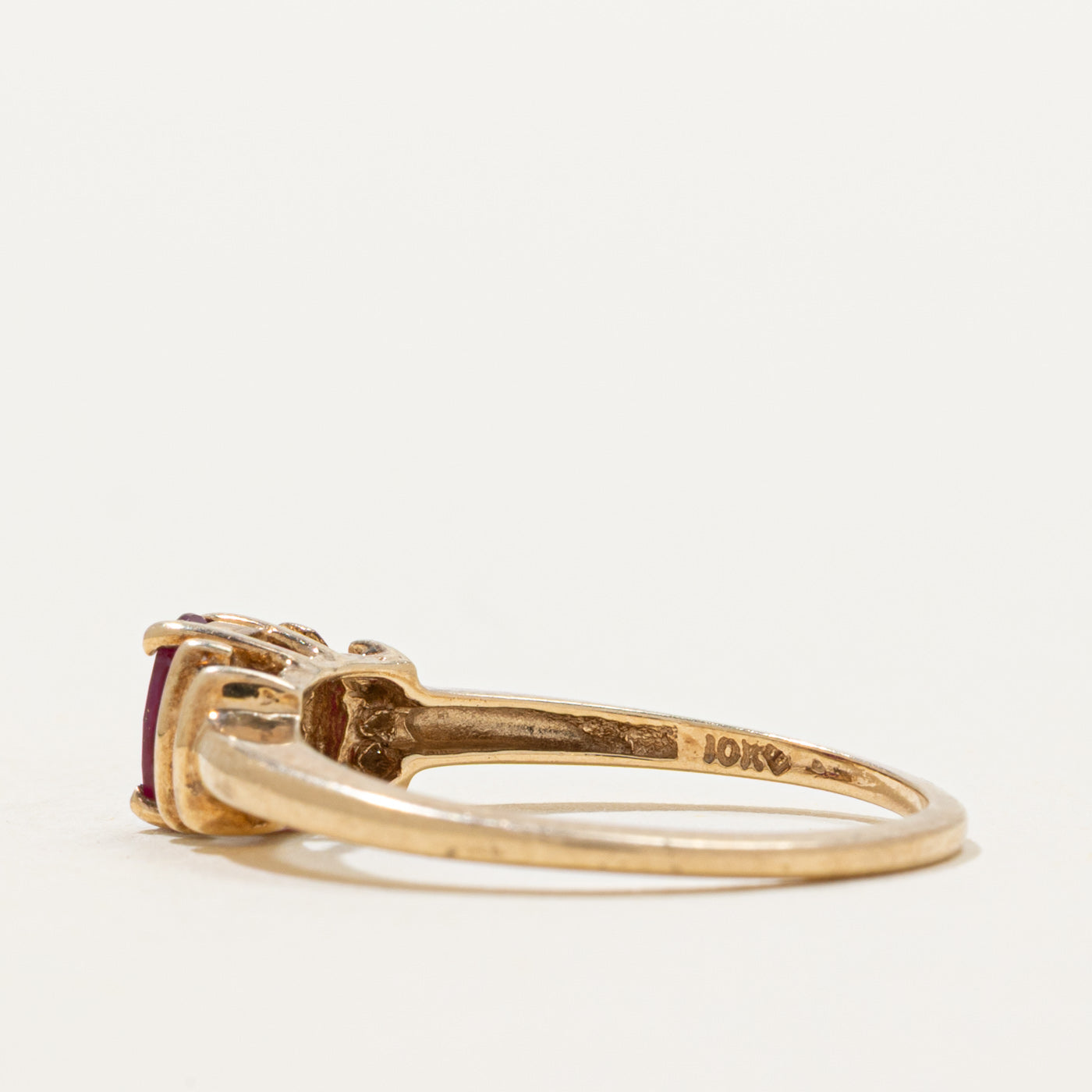Oval Cut Ruby & Diamond Accented Ring | 0.46ct, 0.14ctw | SZ 6.75