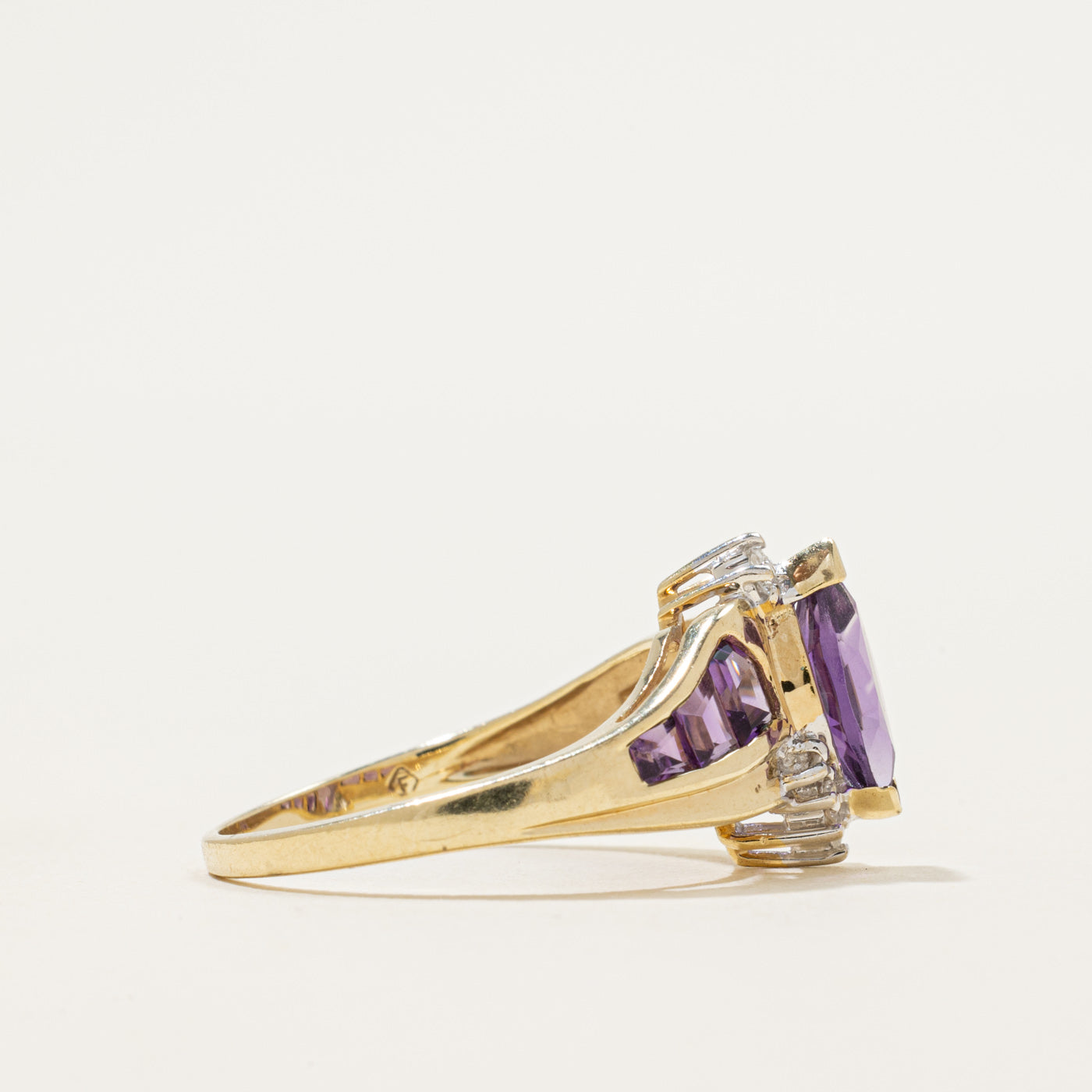 Marquise Cut Amethyst & Diamond Cocktail Ring | 1.50ctw, 0.05ctw | SZ 8.25