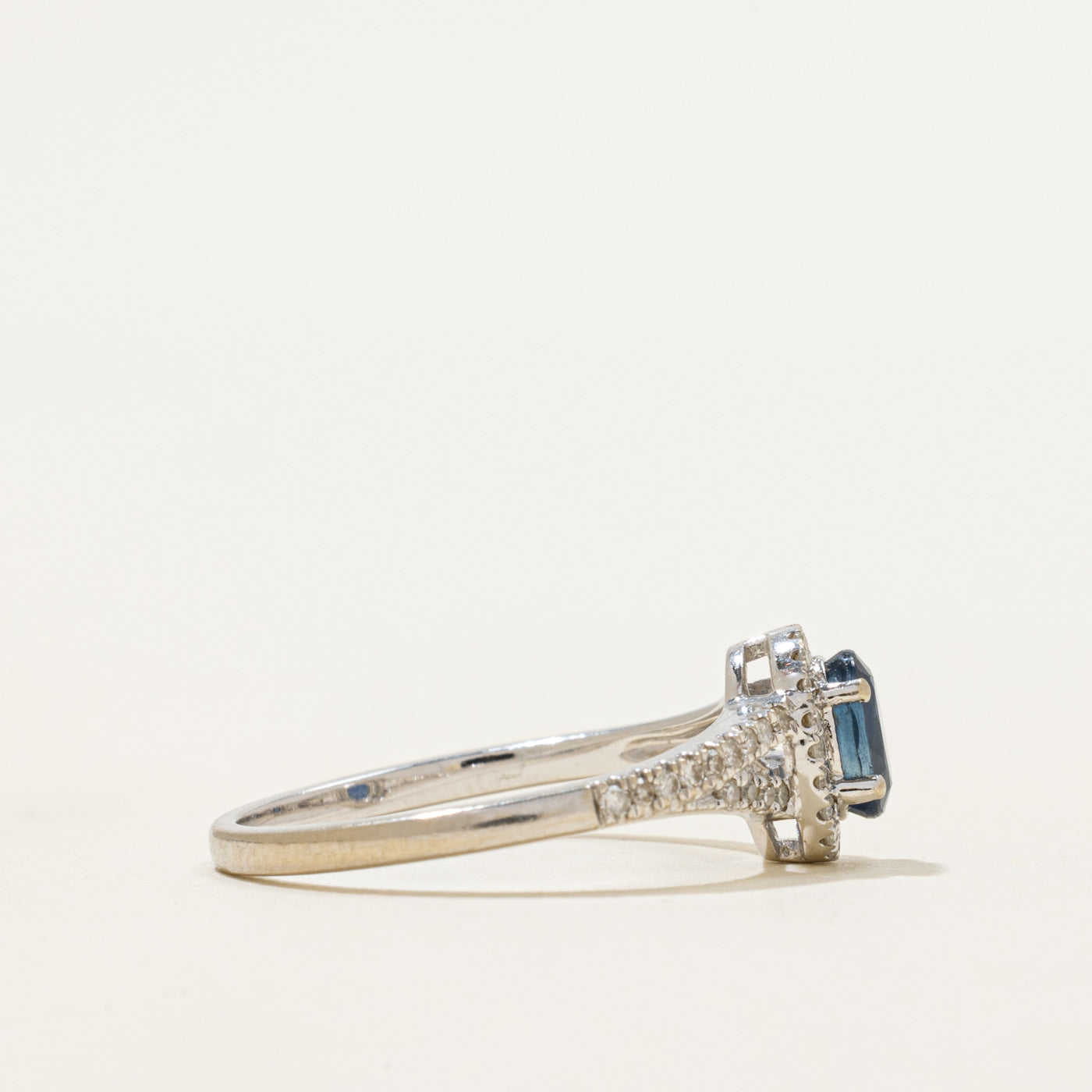 White Gold Sapphire & Diamond Halo Ring | 0.51ct, 0.23ctw | SZ 7