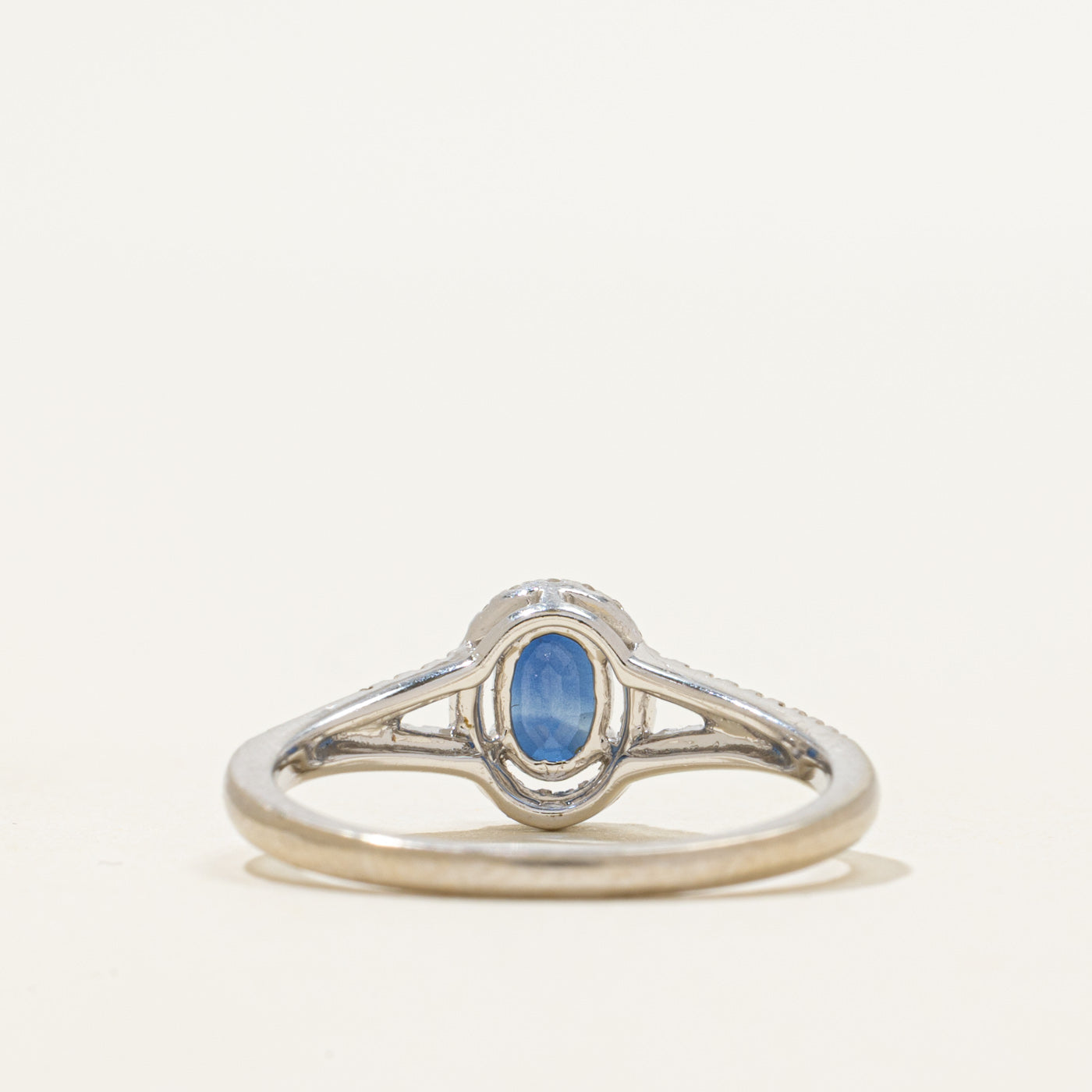 White Gold Sapphire & Diamond Halo Ring | 0.51ct, 0.23ctw | SZ 7