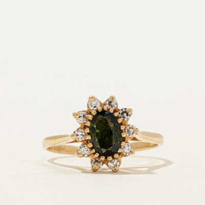 Oval Cut Tourmaline & Diamond Petal Ring | 0.44ct, 0.20ctw | SZ 5.5
