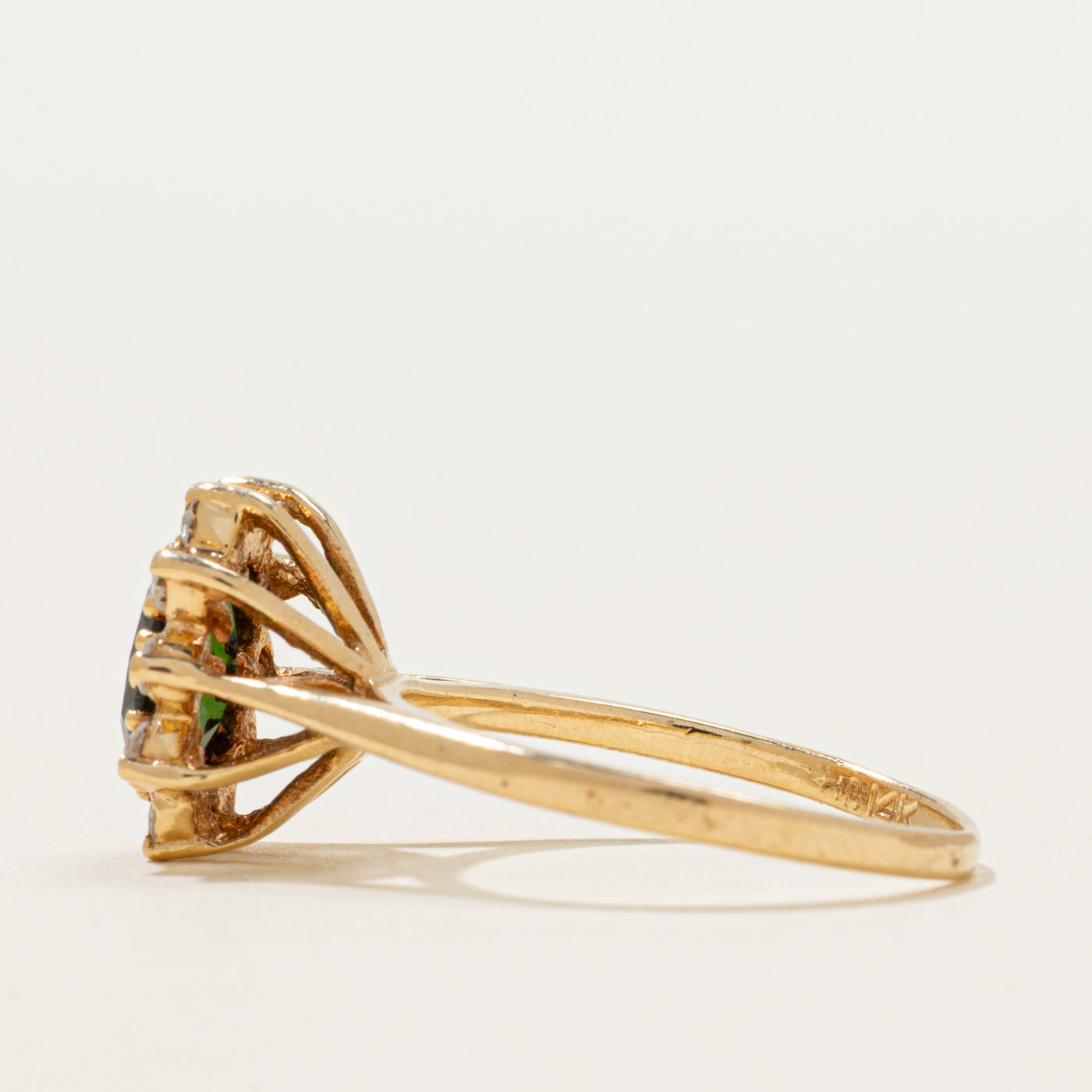 Oval Cut Tourmaline & Diamond Petal Ring | 0.44ct, 0.20ctw | SZ 5.5