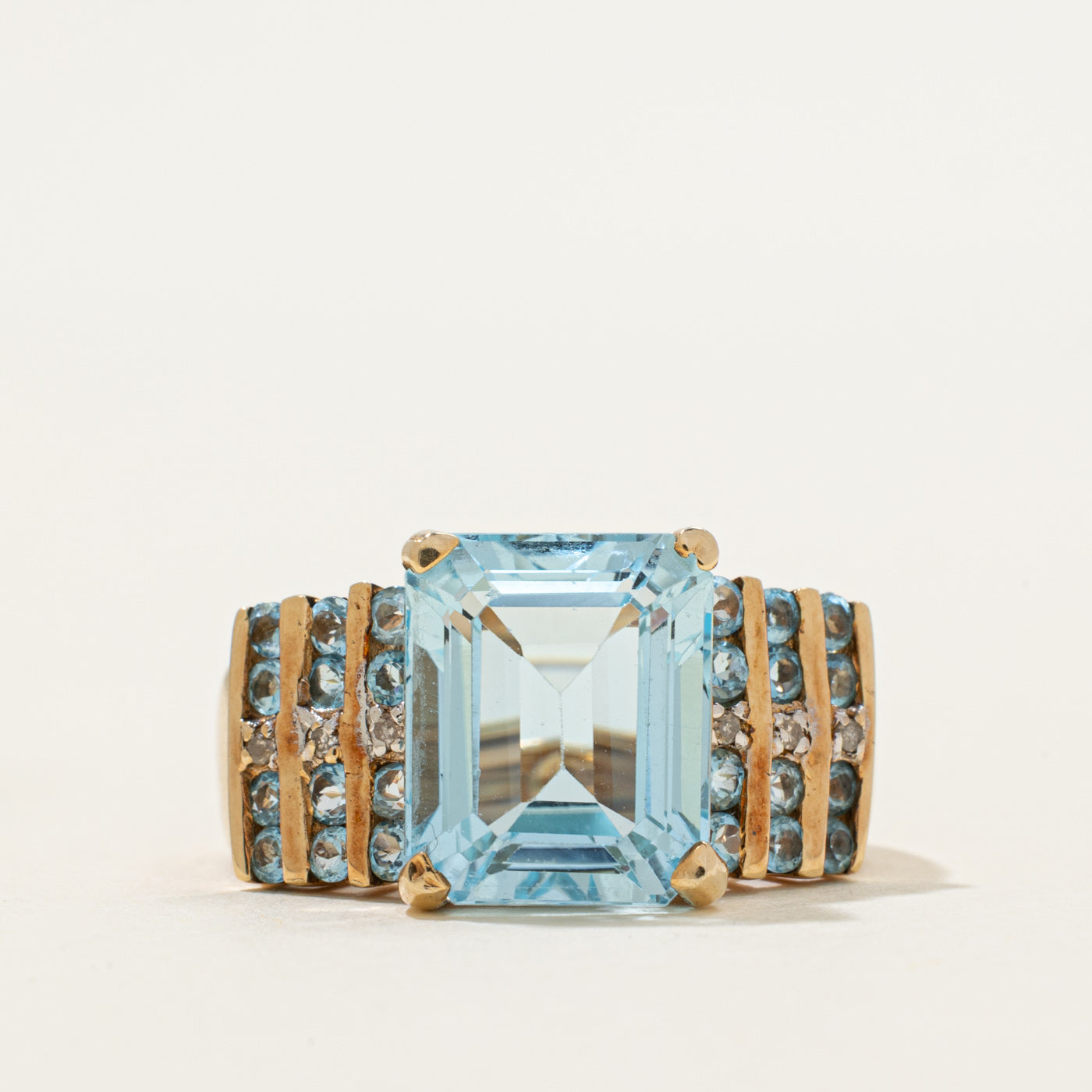 Blue Topaz & Diamond Cocktail Ring | 9.00ctw | SZ 6.75