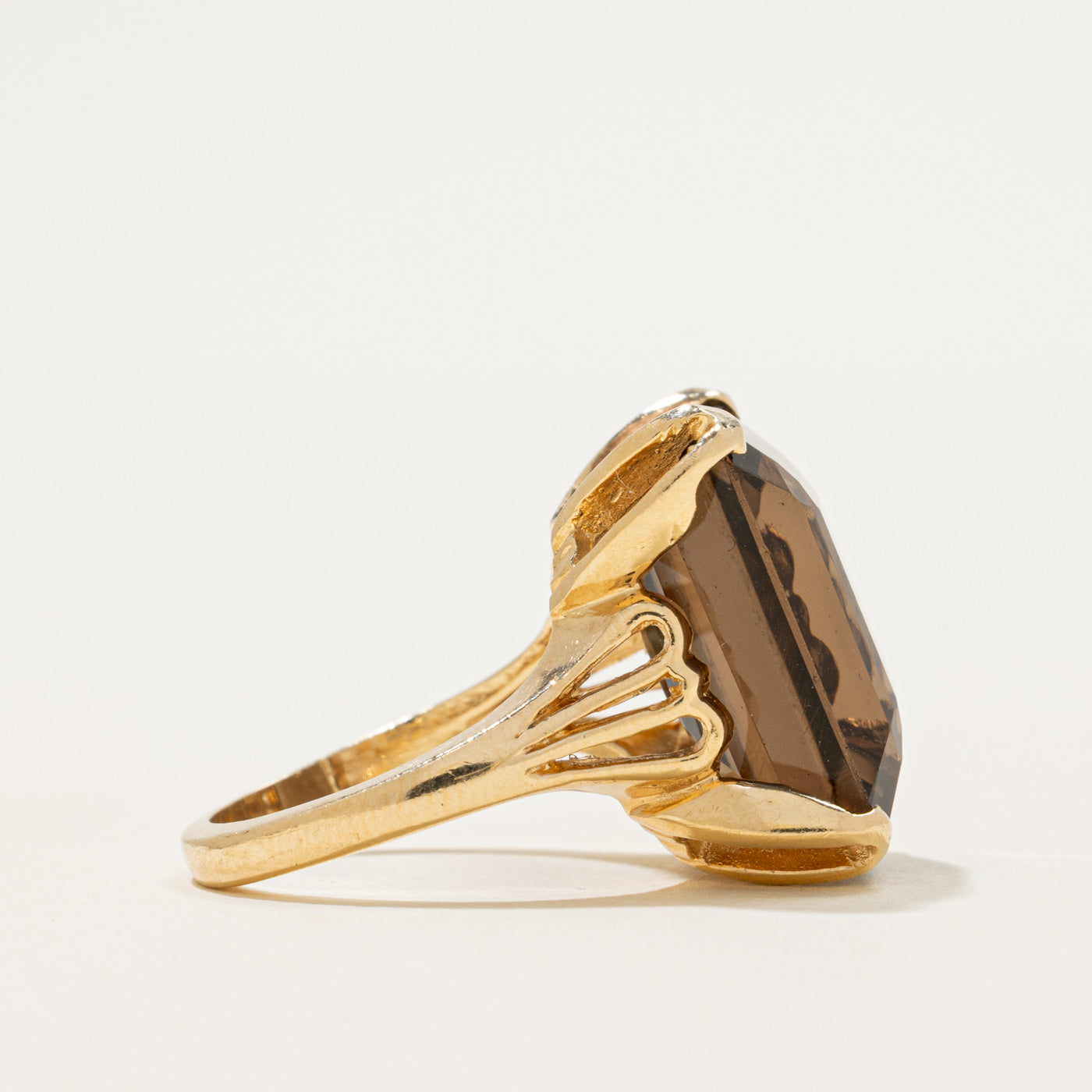 Emerald Cut Smoky Quartz Cocktail Ring | 16.00ct | SZ 6.5