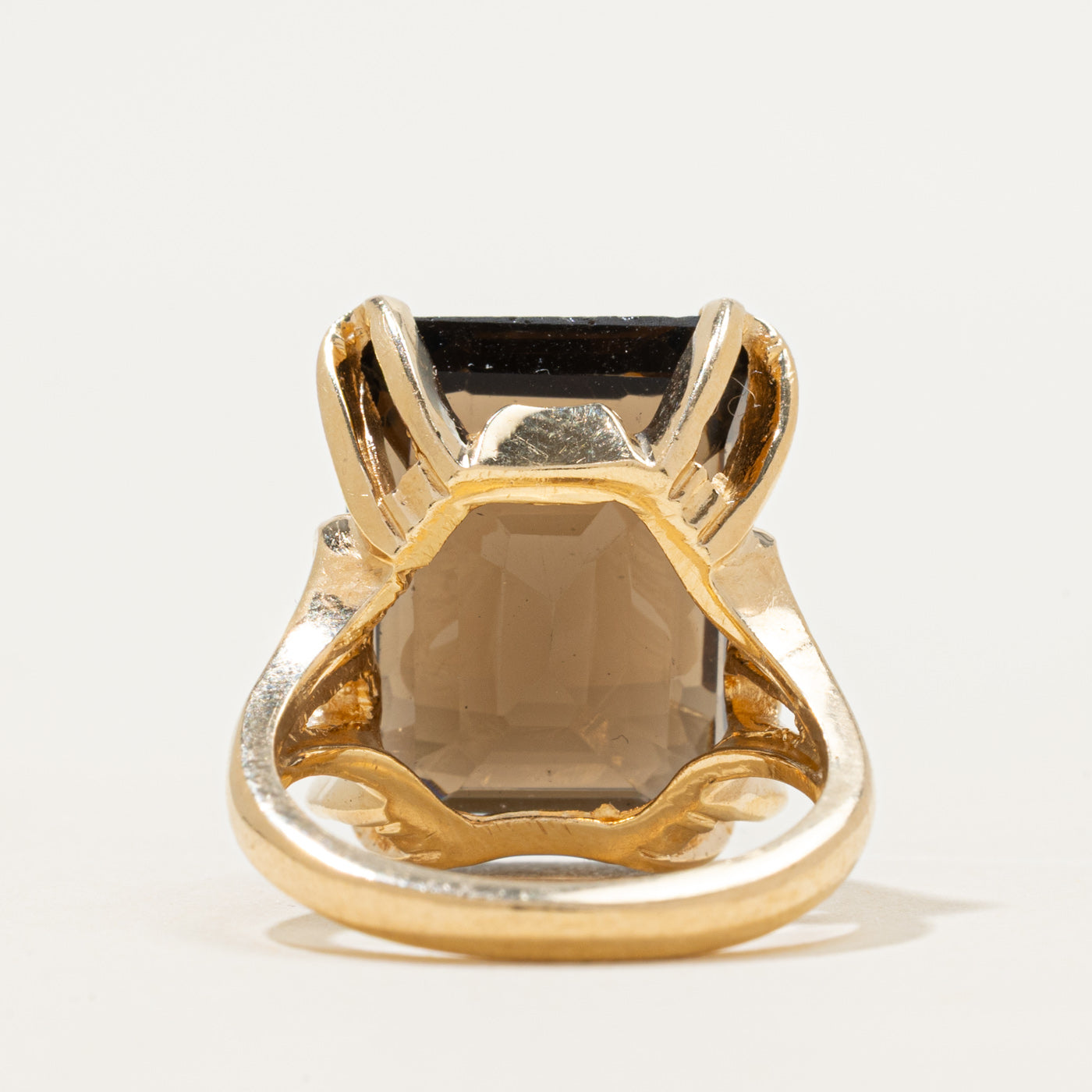 Emerald Cut Smoky Quartz Cocktail Ring | 16.00ct | SZ 6.5