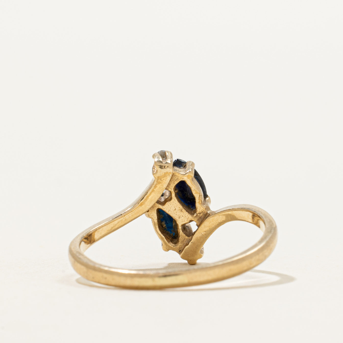 Marquise Cut Sapphire & Diamond Bypass Ring | 0.48ctw, 0.02ctw | SZ 6.25