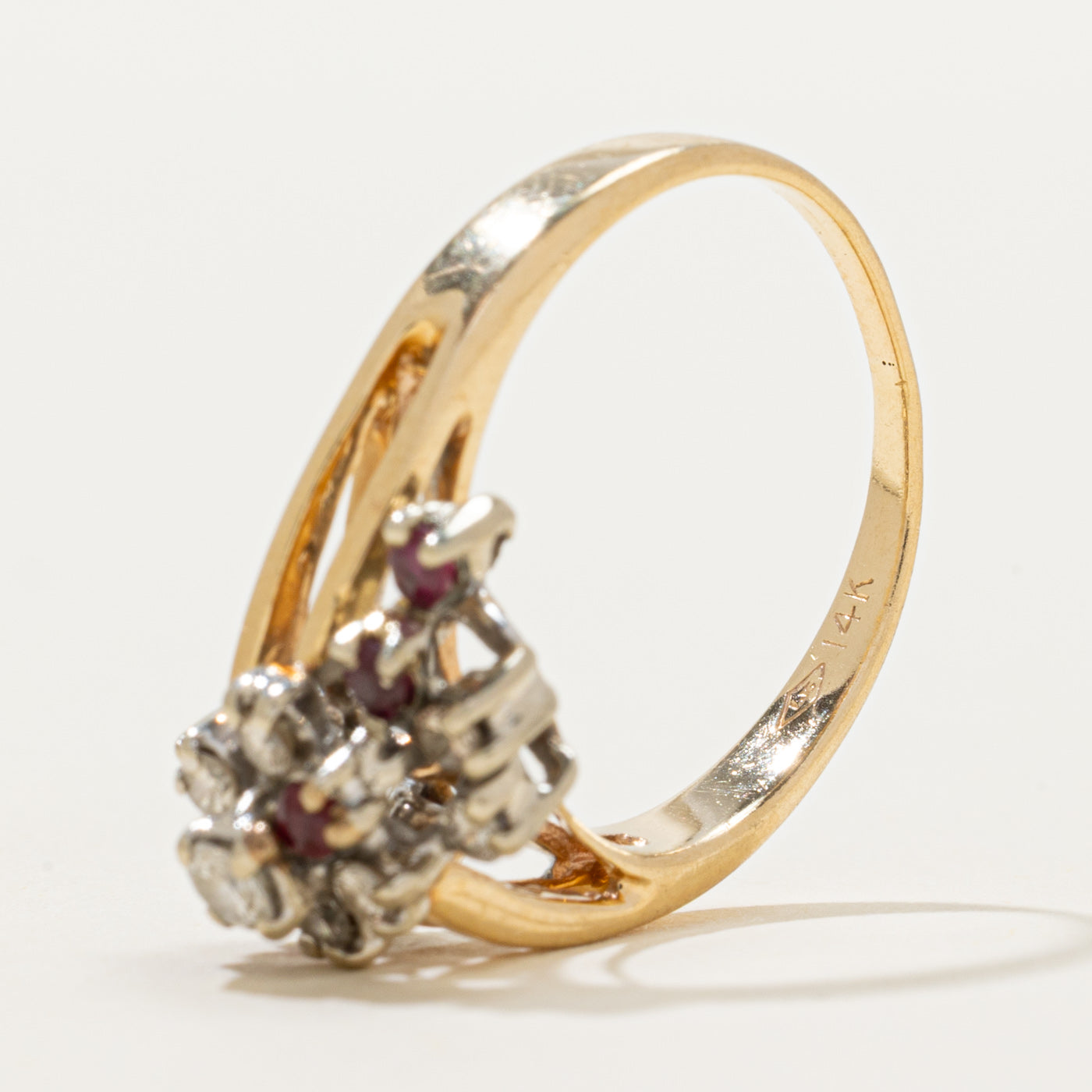 Diamond & Ruby Waterfall Cocktail Ring | 0.30ctw, 0.22ctw | SZ 8