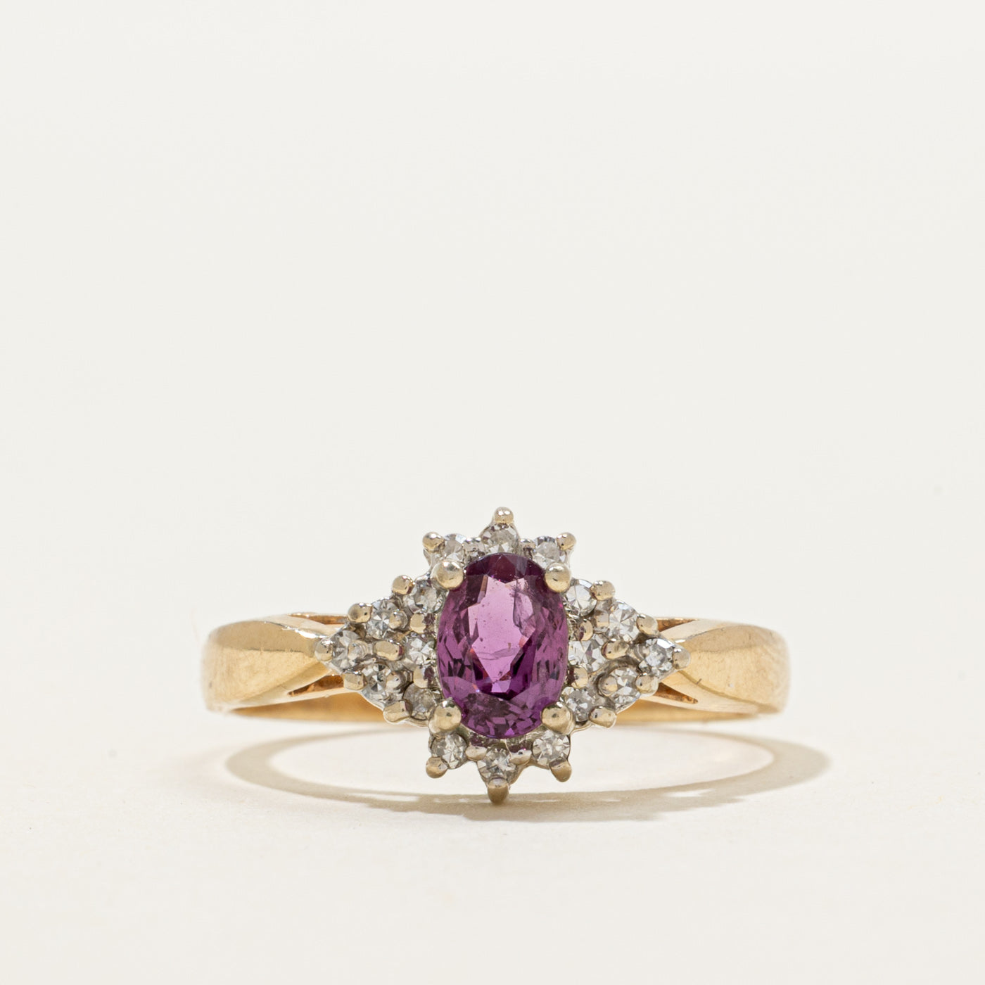 Oval Cut Pink Sapphire & Diamond Petal Ring | 0.60ct, 0.09ctw | SZ 6.5