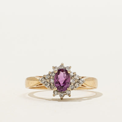 Oval Cut Pink Sapphire & Diamond Petal Ring | 0.60ct, 0.09ctw | SZ 6.5