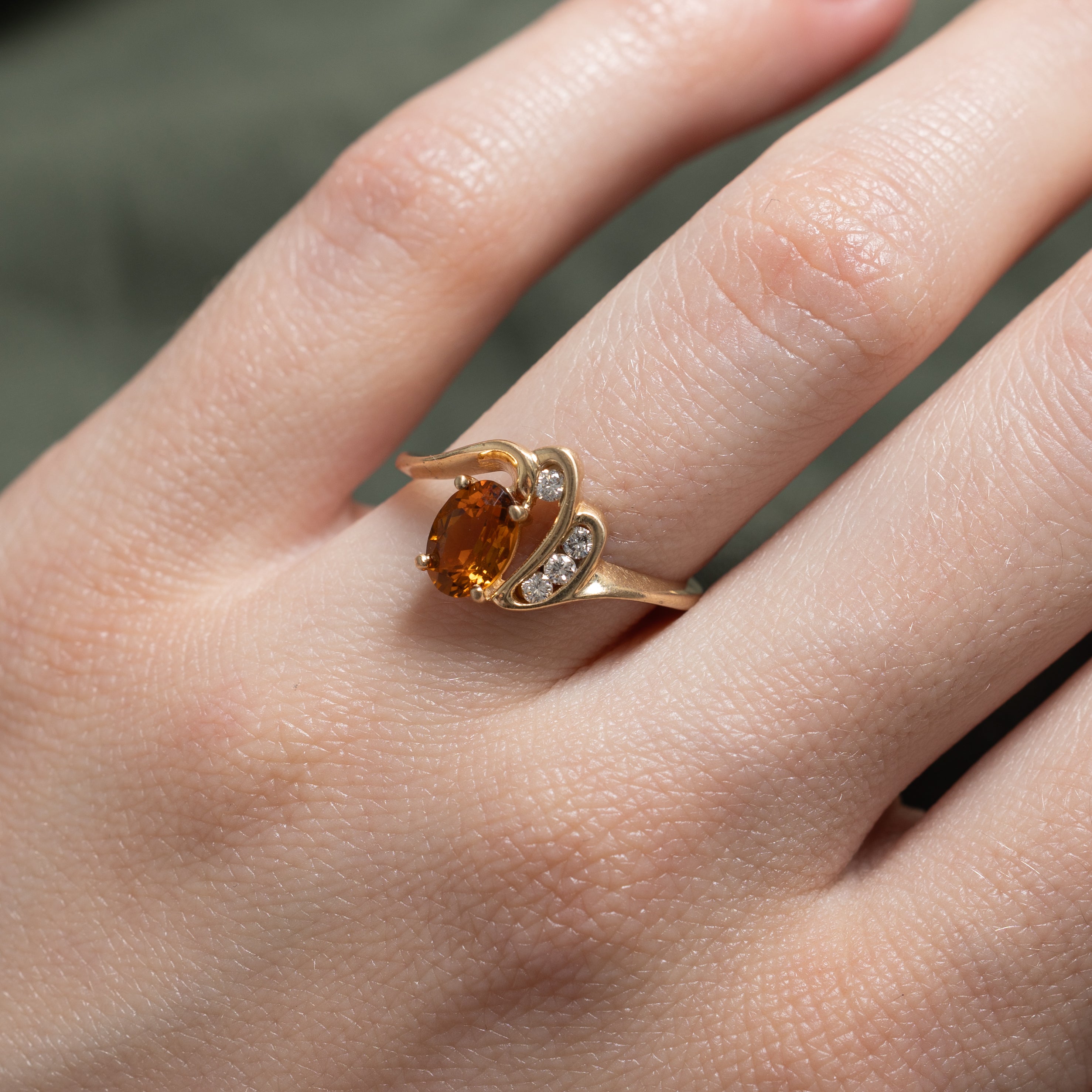 Oval Cut Citrine & Diamond Ring | 0.70ct, 0.07ctw | SZ 6.5