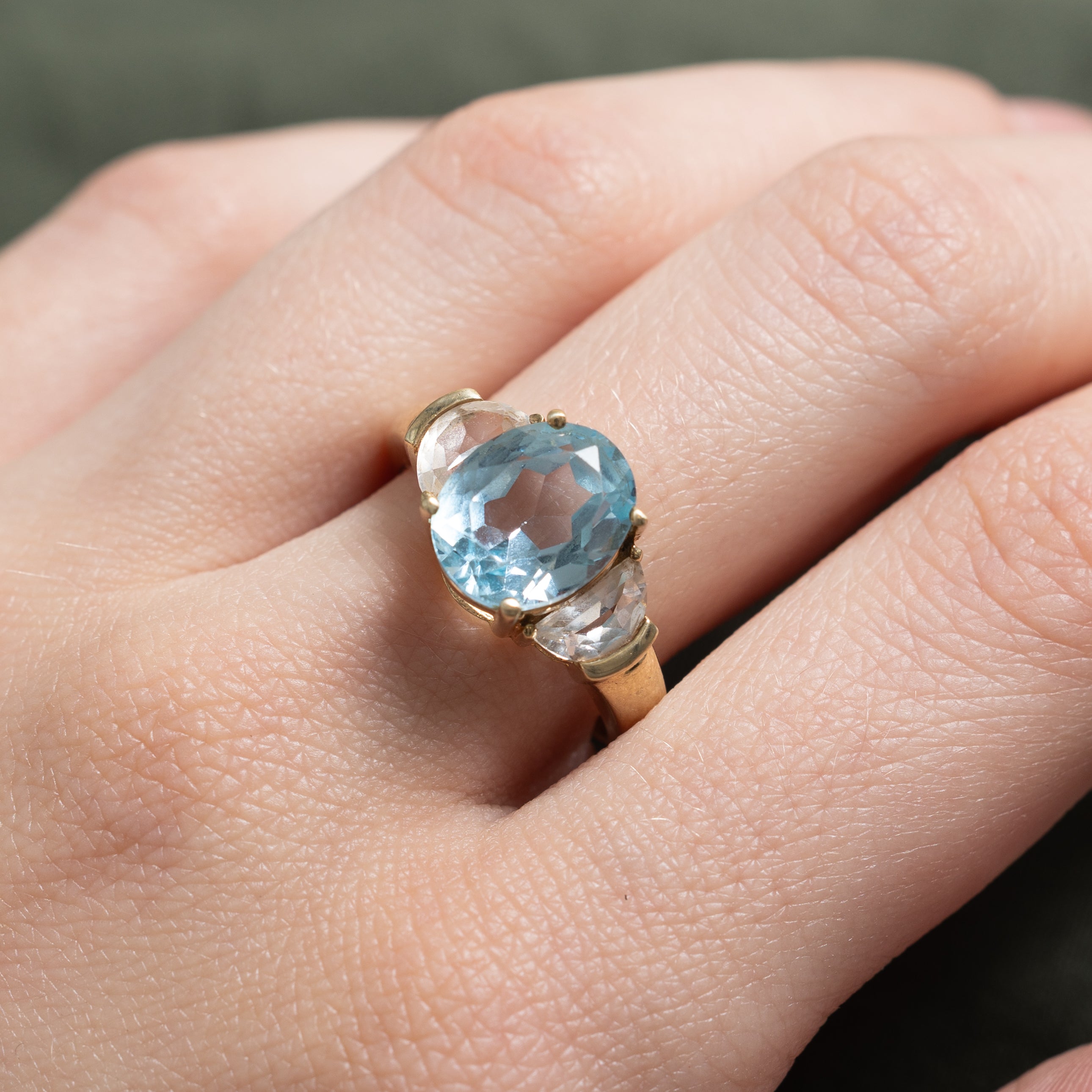 Blue & Clear Topaz Cocktail Ring | 4.80ctw | SZ 7.25