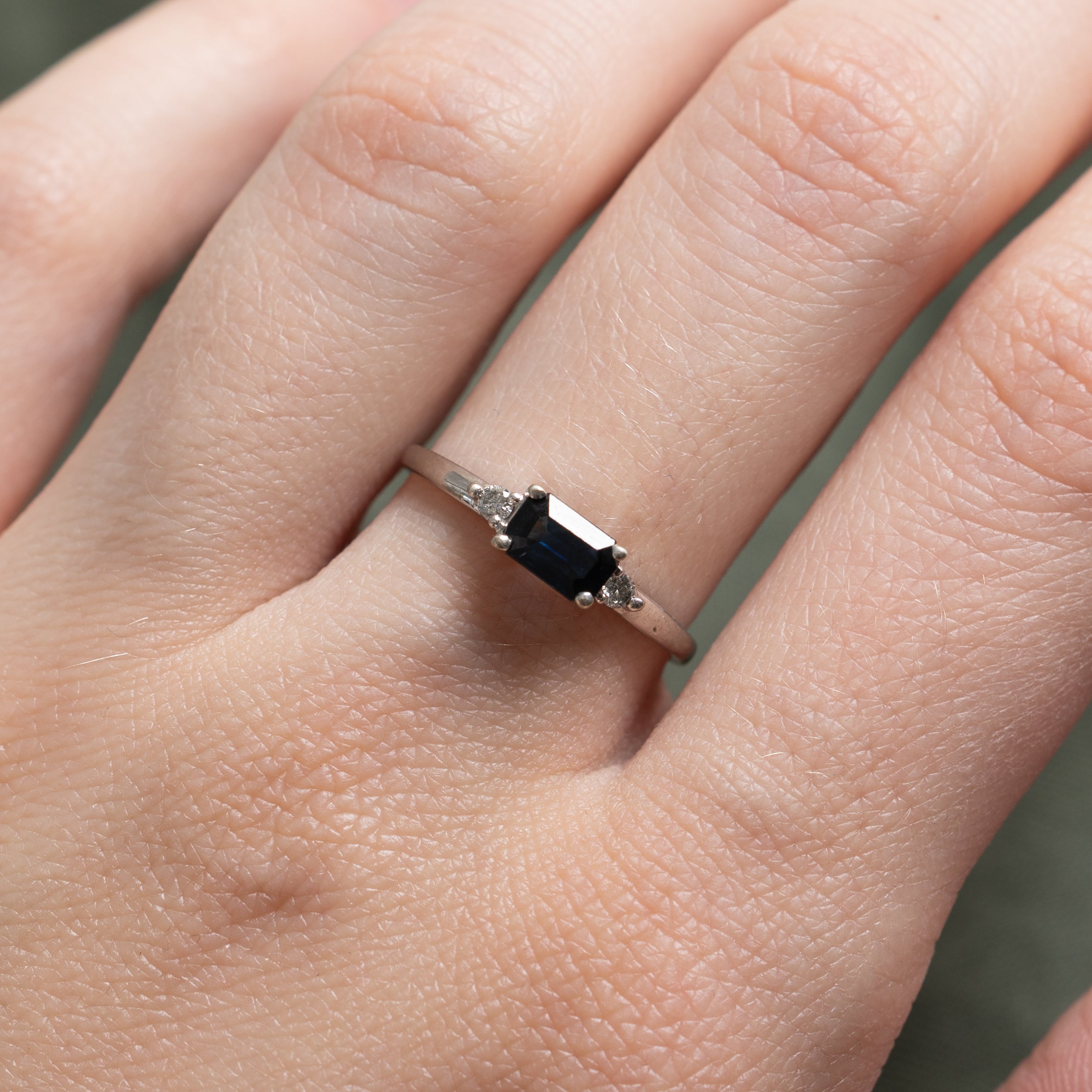 East West Sapphire & Diamond Ring | 0.70ct, 0.05ctw | SZ 7