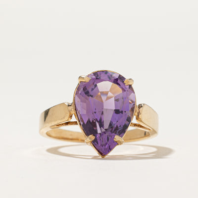 Pear Cut Amethyst Ring | 4.15ct | SZ 7.5