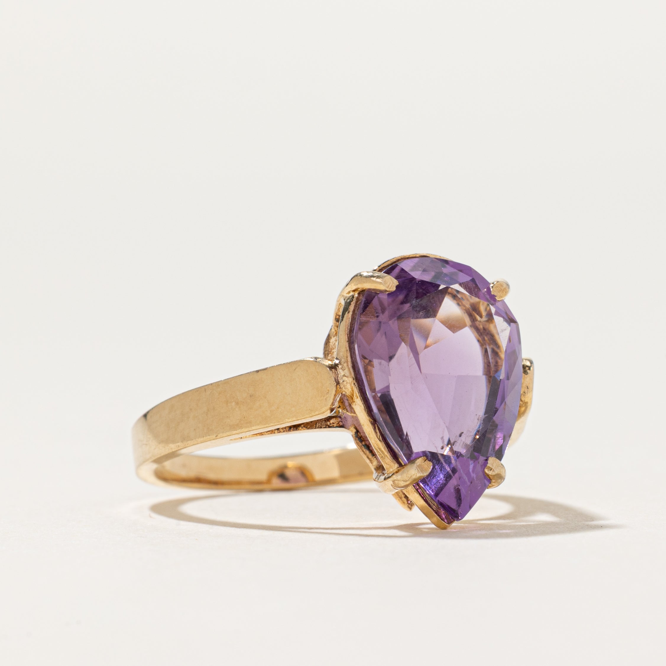 Pear Cut Amethyst Ring | 4.15ct | SZ 7.5