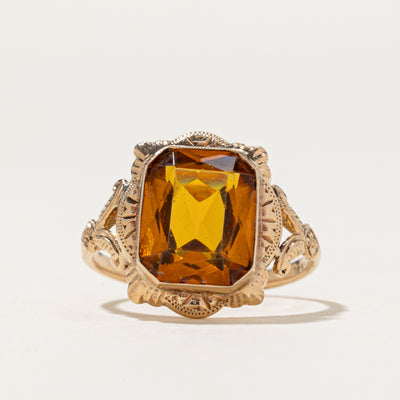 Paste Glass Engraved Ring | 3.2ct | SZ 4.25