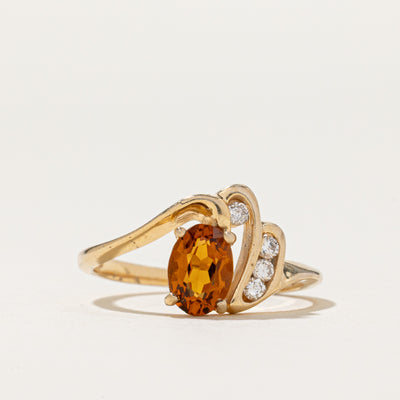 Oval Cut Citrine & Diamond Ring | 0.70ct, 0.07ctw | SZ 6.5