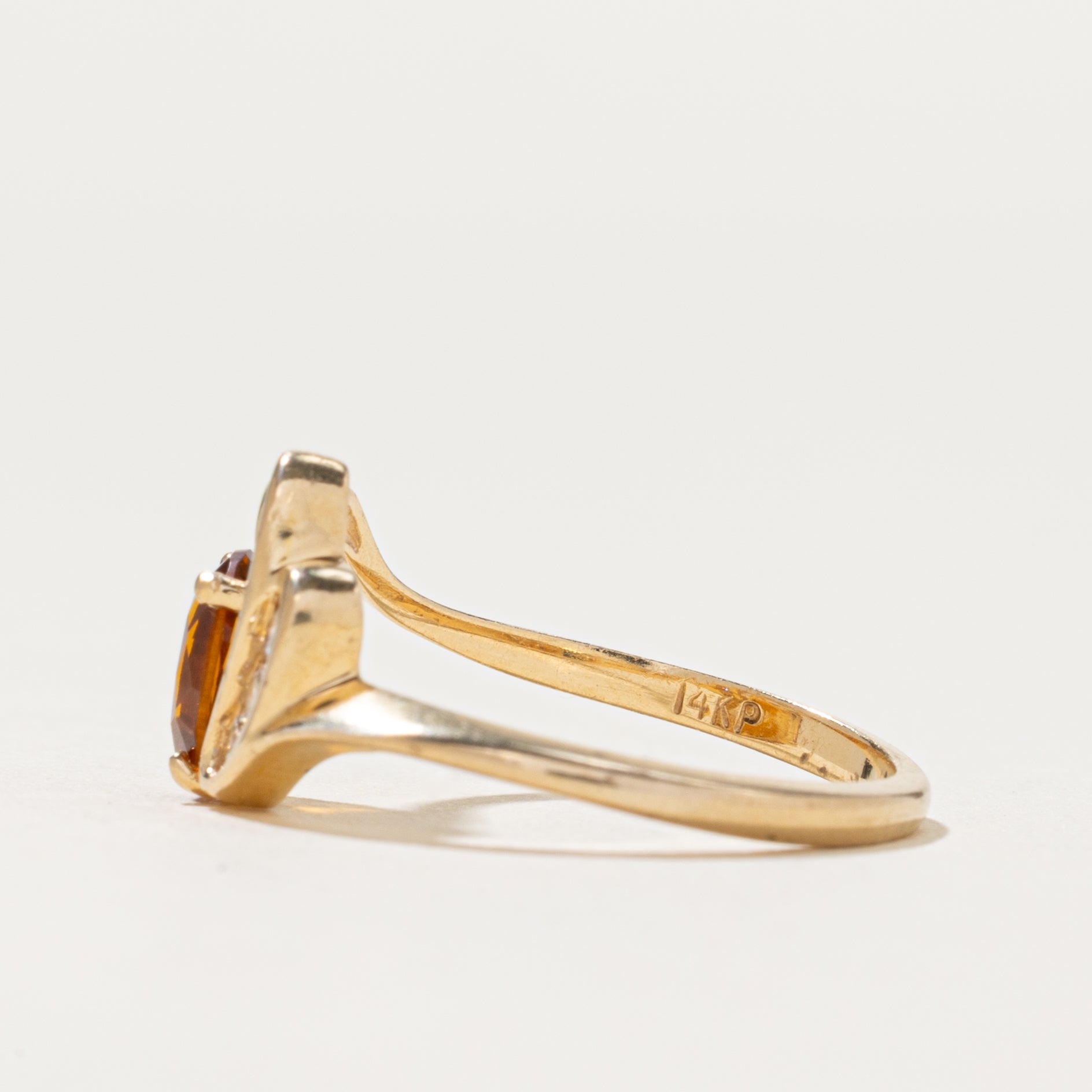 Oval Cut Citrine & Diamond Ring | 0.70ct, 0.07ctw | SZ 6.5