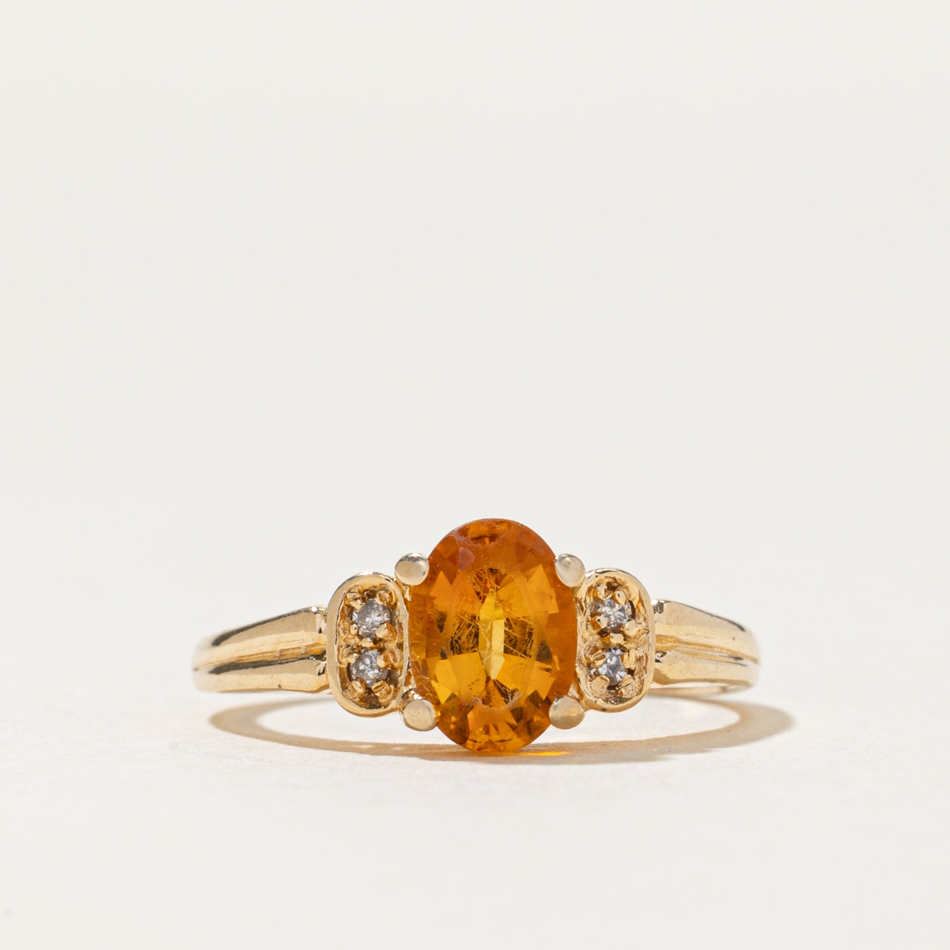 Oval Cut Citrine & Diamond Ring | 0.60ct, 0.02ctw | SZ 5