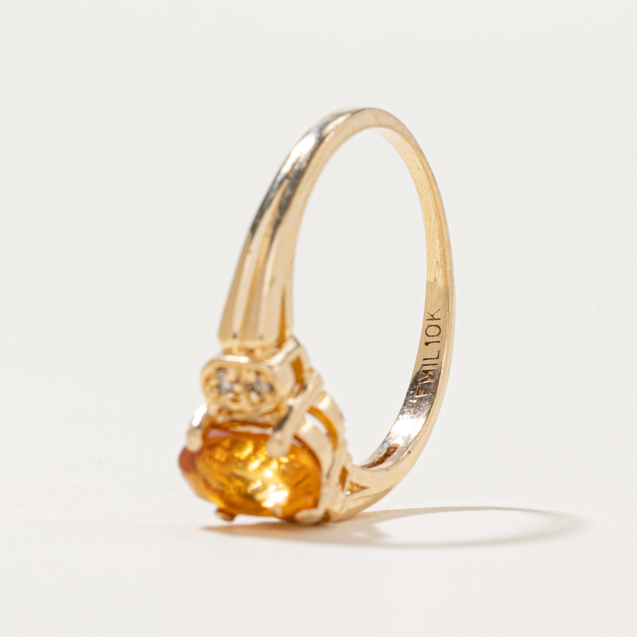 Oval Cut Citrine & Diamond Ring | 0.60ct, 0.02ctw | SZ 5