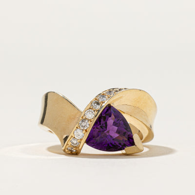 Amethyst & Diamond Chevron Ring | 1.16ct, 0.16ctw | SZ 6.5