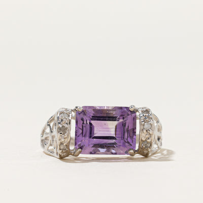 East West Amethyst & Diamond Ring | 2.40ct, 0.03ctw | SZ 6.75
