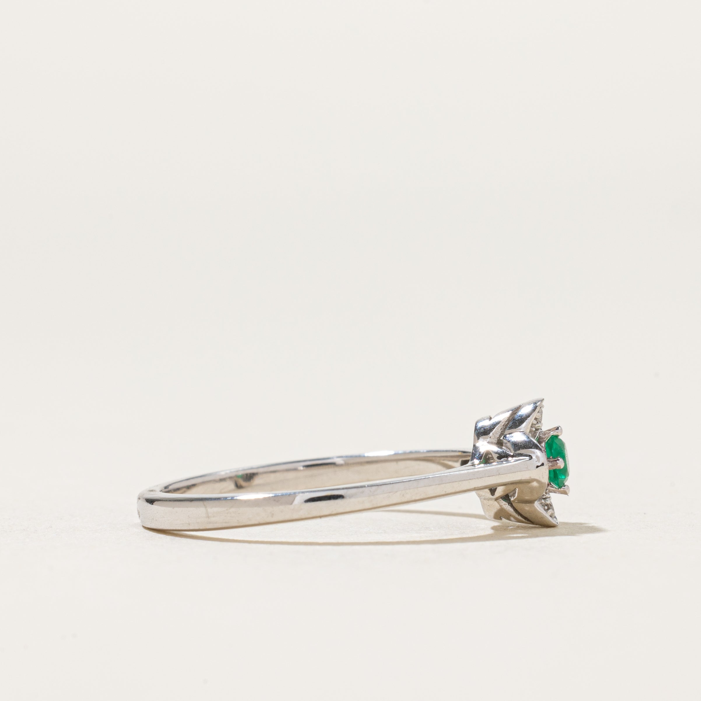 Emerald & Diamond Clover Ring | 0.08ct, 0.02ctw | SZ 6.5