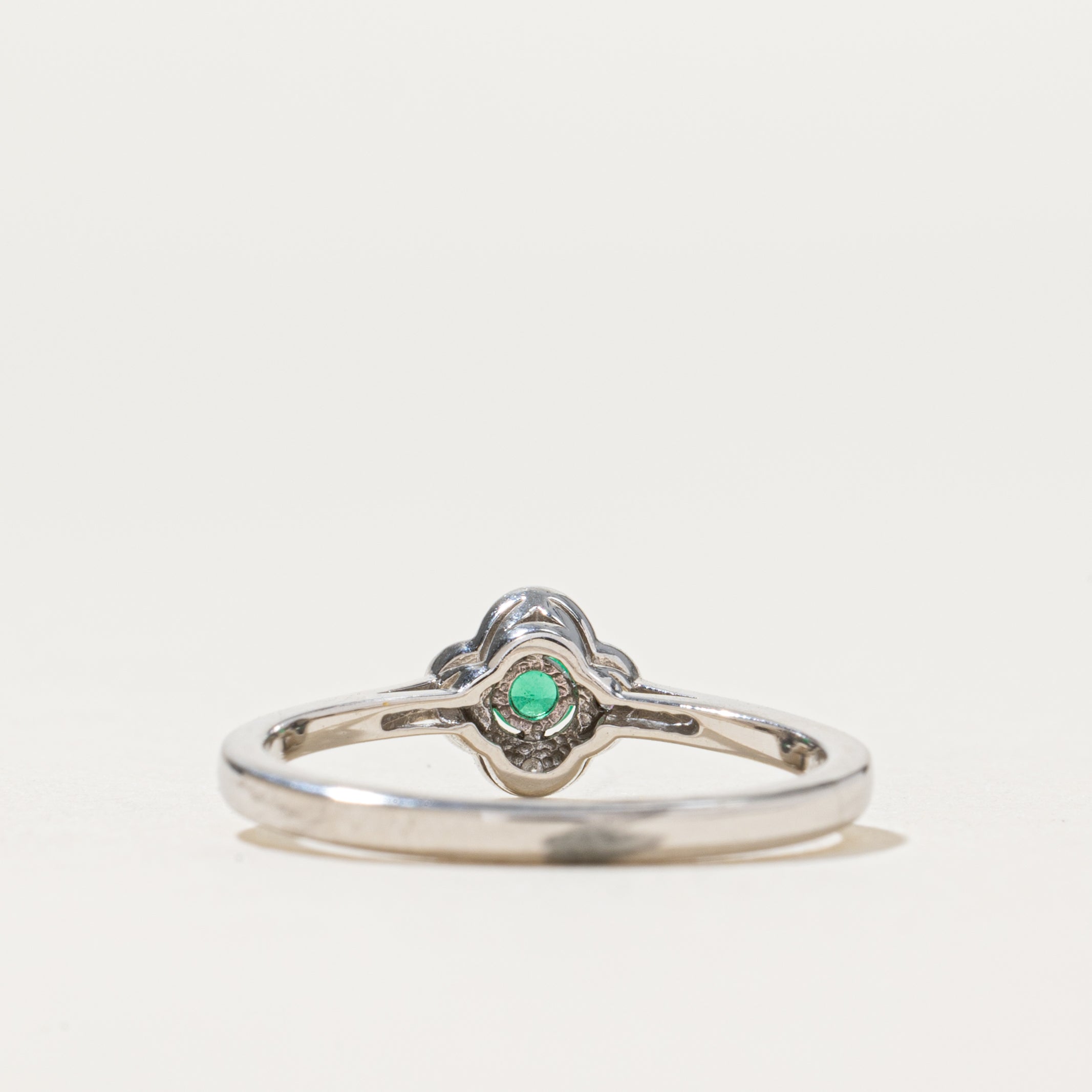 Emerald & Diamond Clover Ring | 0.08ct, 0.02ctw | SZ 6.5