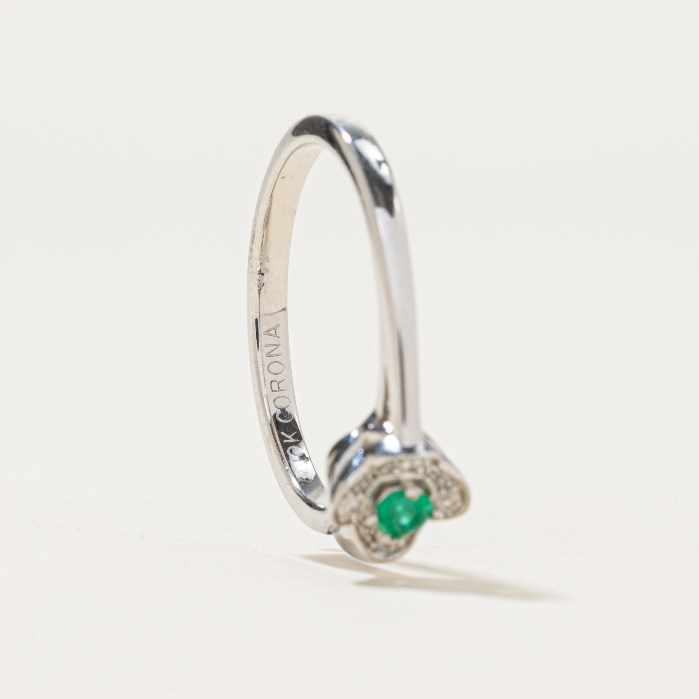 Emerald & Diamond Clover Ring | 0.08ct, 0.02ctw | SZ 6.5