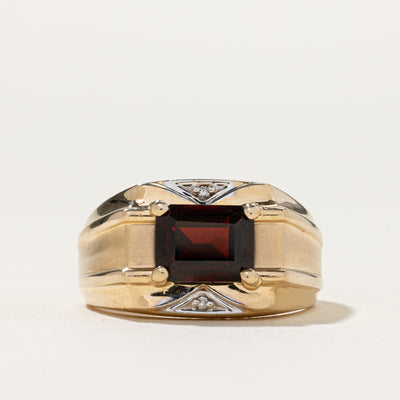 East West Garnet & Diamond Statement Ring | 2.80ct, 0.01ctw | SZ 10