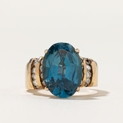 London Blue Topaz & Diamond Cocktail Ring | 5.60ct, 0.40ctw | SZ 7