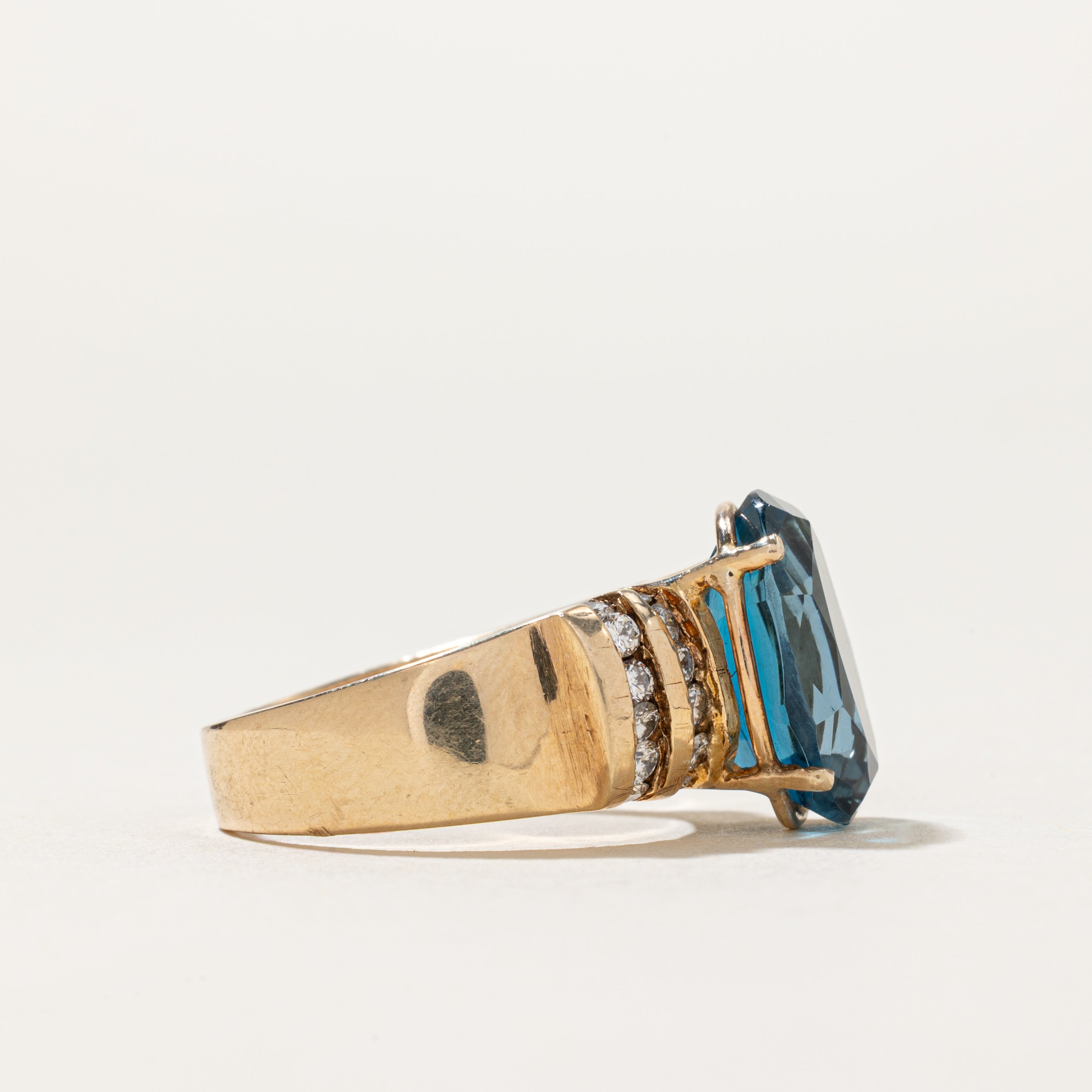 London Blue Topaz & Diamond Cocktail Ring | 5.60ct, 0.40ctw | SZ 7