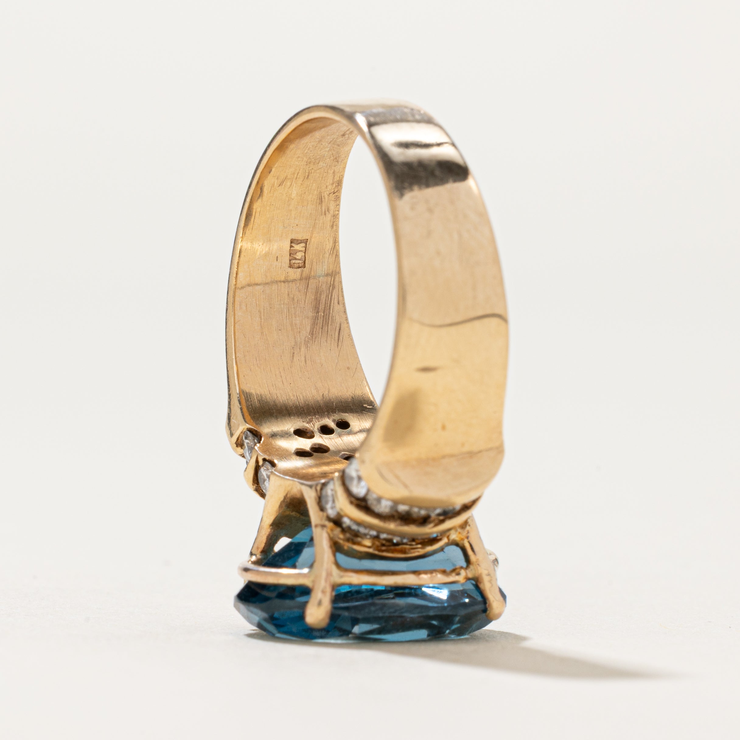 London Blue Topaz & Diamond Cocktail Ring | 5.60ct, 0.40ctw | SZ 7