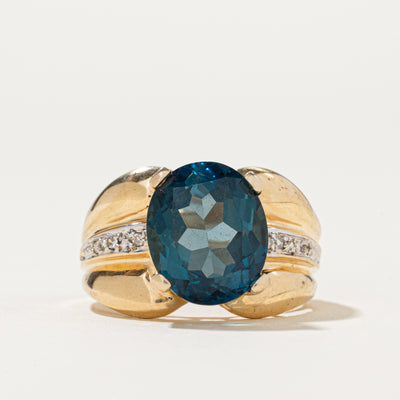 London Blue Topaz & Diamond Cocktail Ring | 5.60ct | 0.03ctw | SZ 7.25
