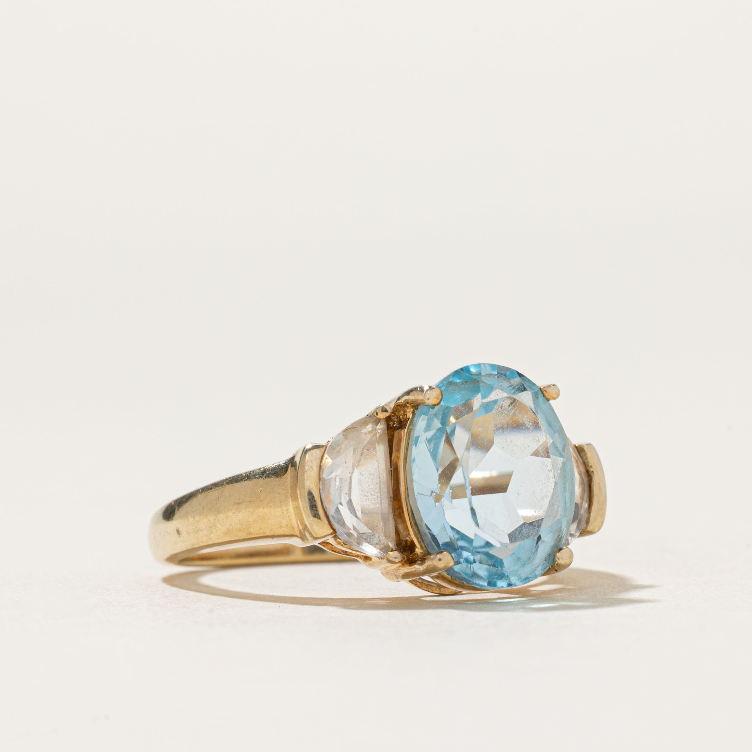 Blue & Clear Topaz Cocktail Ring | 4.80ctw | SZ 7.25