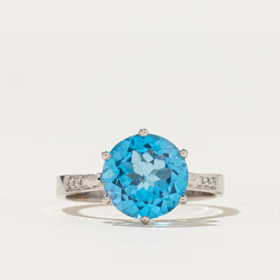 Round Cut Topaz & Diamond Ring | 2.30ct, 0.04ctw | SZ 6