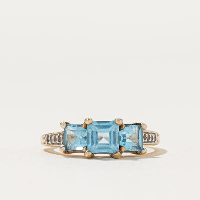 Three Stone Topaz & Diamond Ring | 1.40ctw, 0.04ctw | SZ 7