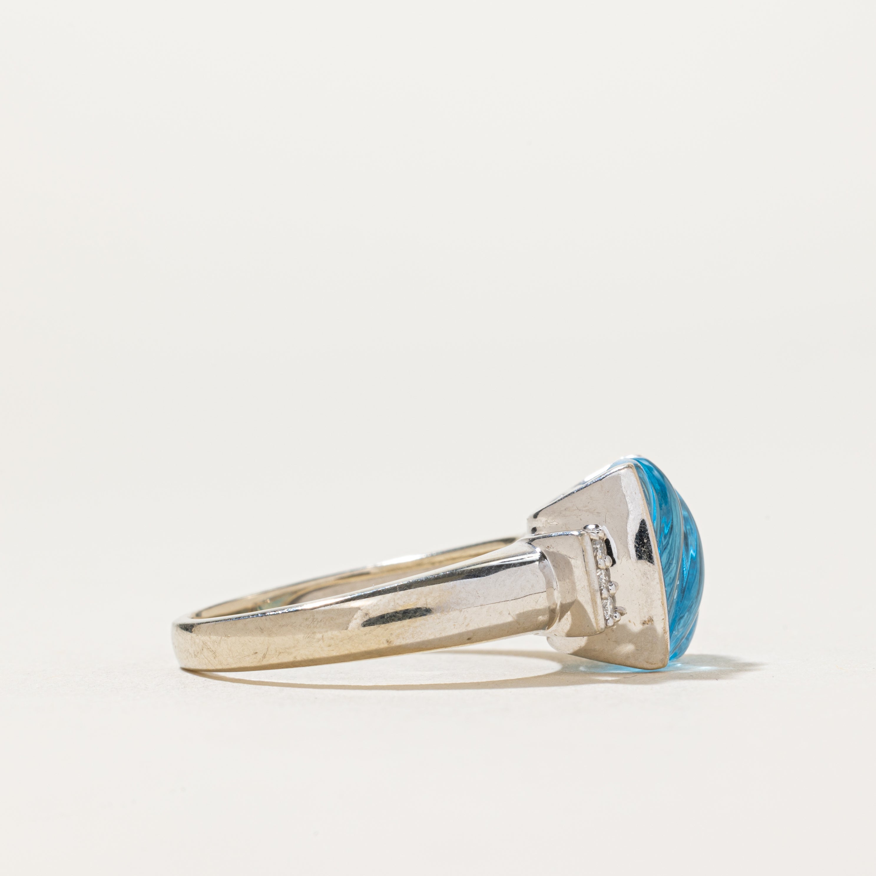 Carved Topaz & Diamond Cocktail Ring | 4.50ct, 0.03ctw | SZ 8
