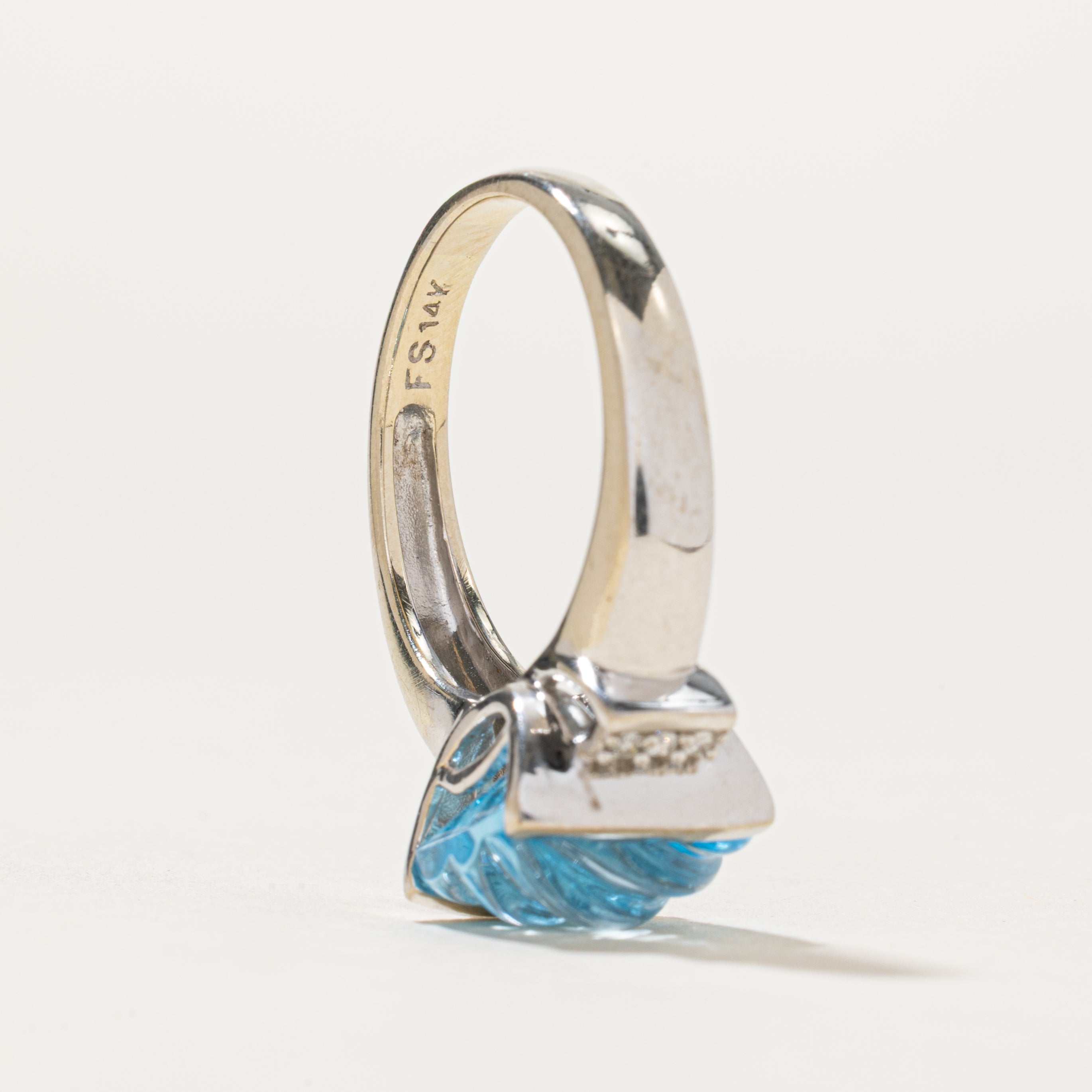 Carved Topaz & Diamond Cocktail Ring | 4.50ct, 0.03ctw | SZ 8