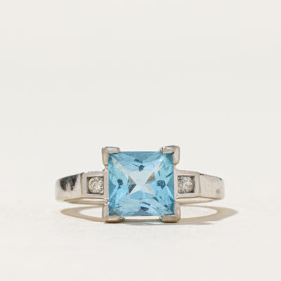 Square Cut Topaz & Diamond Ring | 1.72ct, 0.03ctw | SZ 4.75
