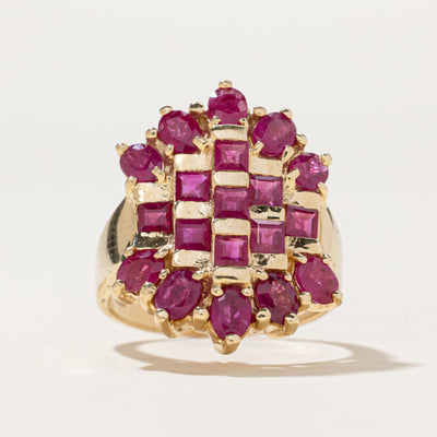 Scattered Ruby Cocktail Ring | 2.10ctw | SZ 7.25