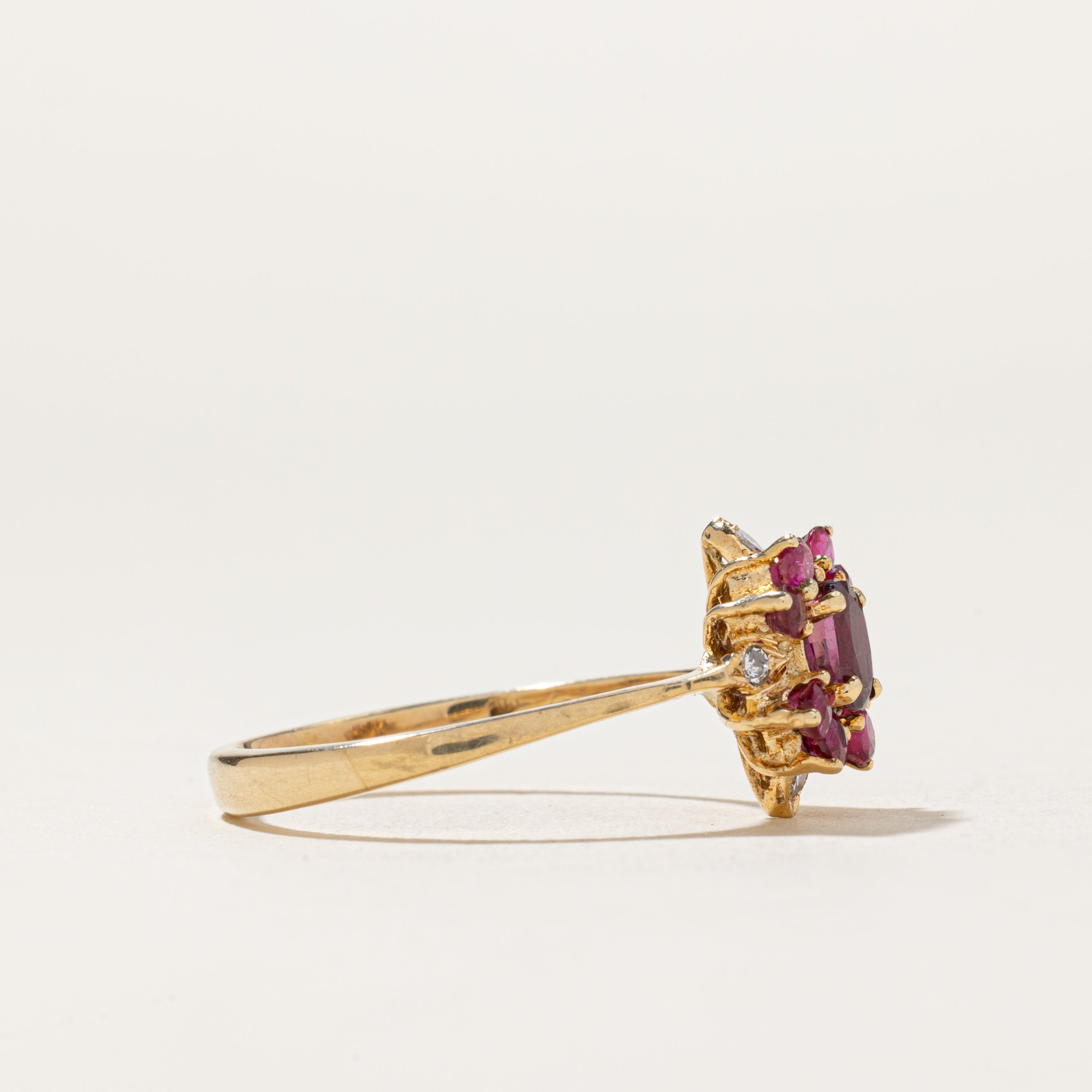 Ruby & Diamond Cluster Ring | 0.45ctw, 0.02ctw | SZ 8.5