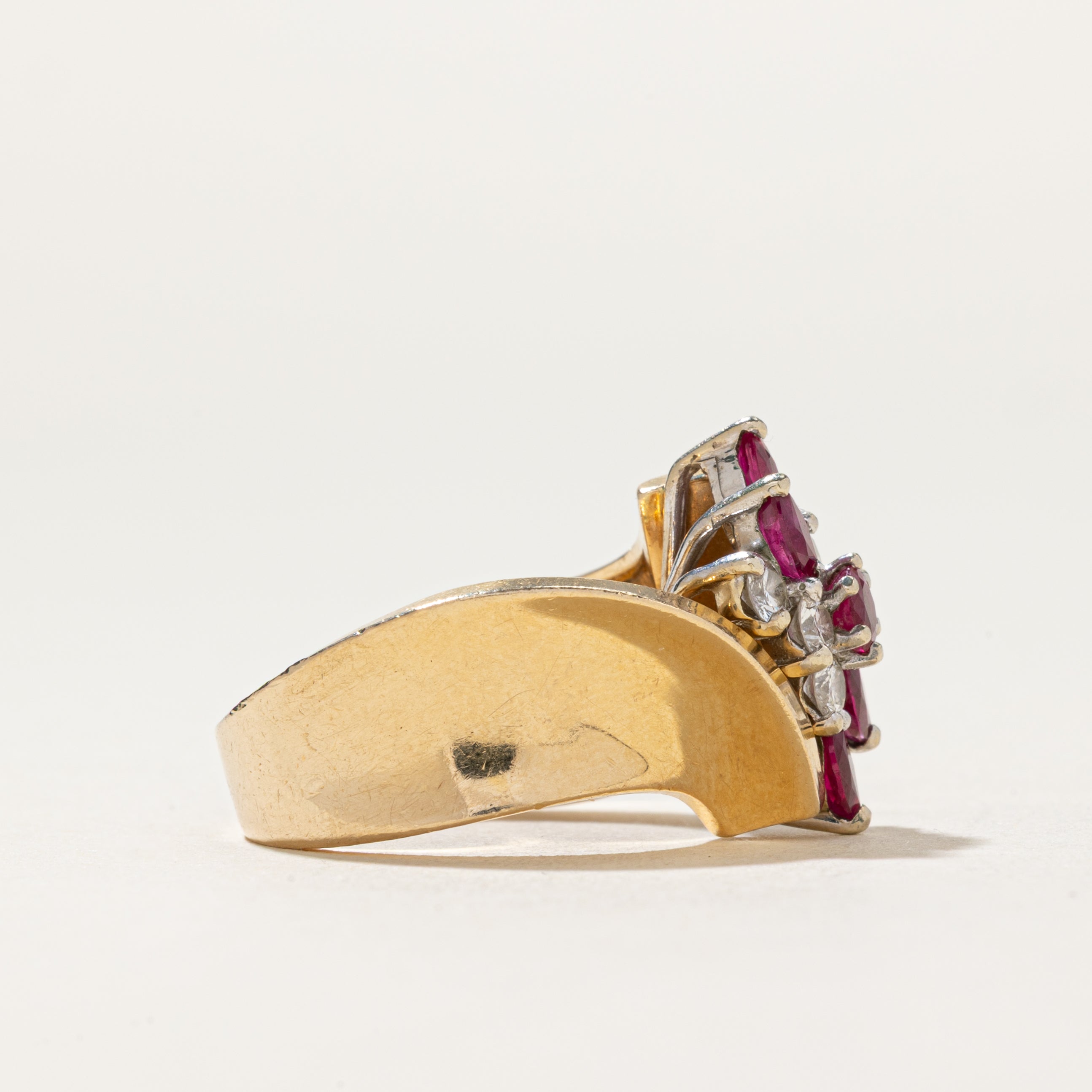 Ruby & Diamond Cluster Ring| 0.38ctw, 0.30ctw | SZ 6.25