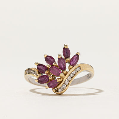 Ruby & Diamond Cluster Ring | 0.45ctw, 0.08ctw | SZ 6.25
