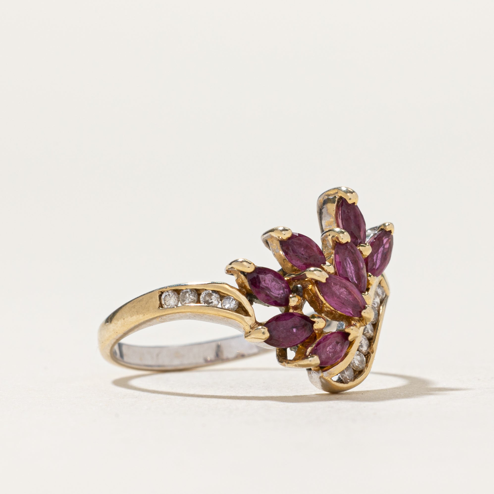 Ruby & Diamond Cluster Ring | 0.45ctw, 0.08ctw | SZ 6.25