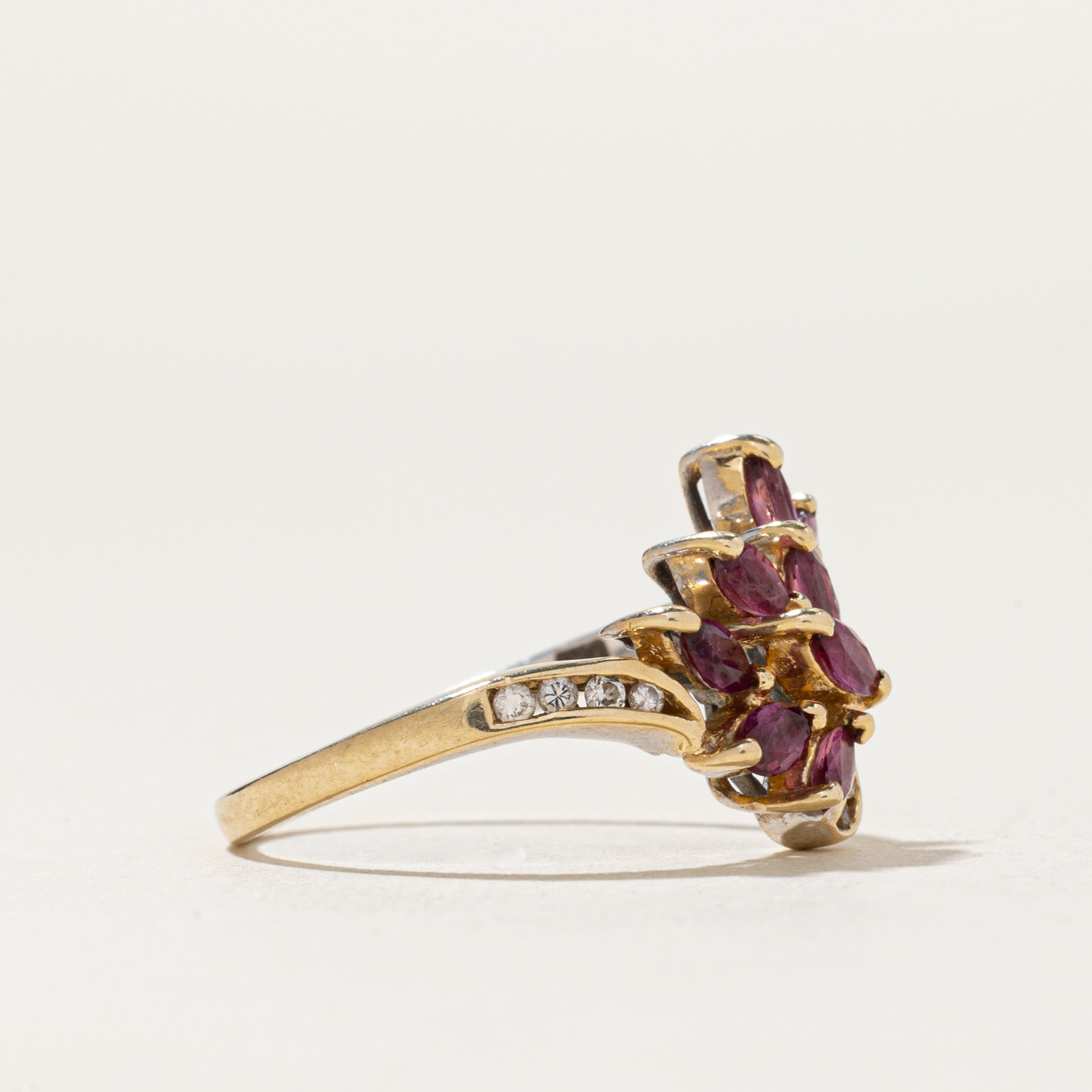 Ruby & Diamond Cluster Ring | 0.45ctw, 0.08ctw | SZ 6.25