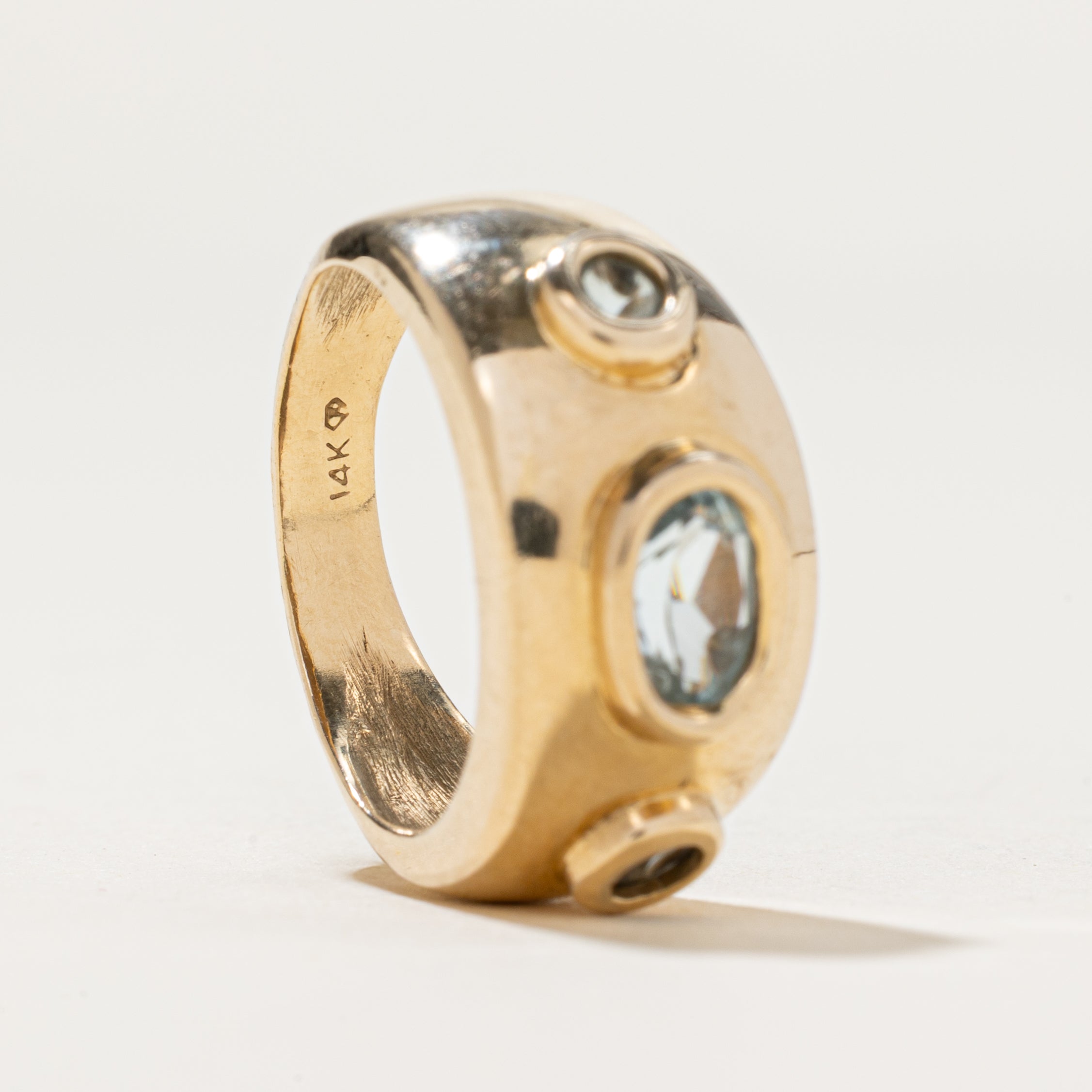 Three Stone Bezel Set Topaz Chunky Ring | 1.00ctw | SZ 6