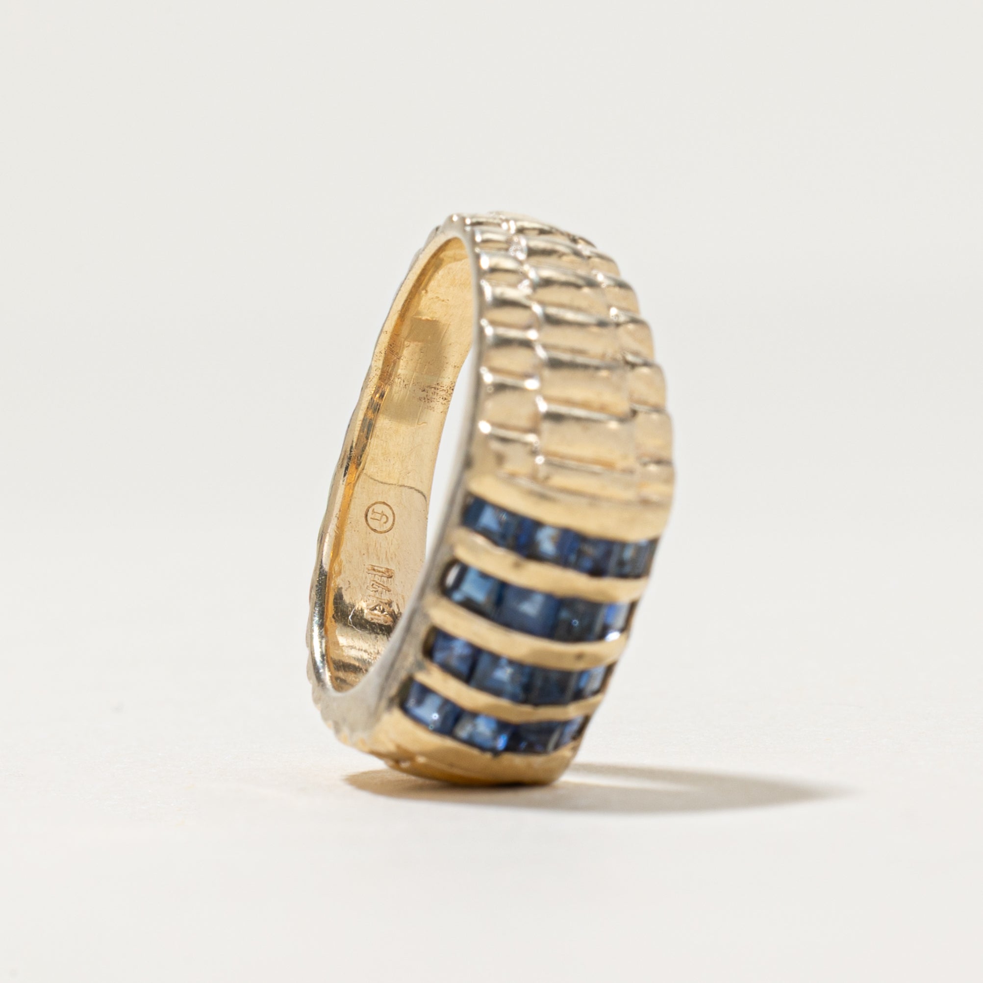 Multi Column Sapphire Grooved Ring | 0.70ctw | SZ 4.25