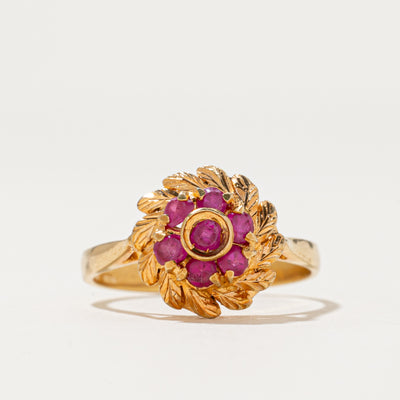 Synthetic Ruby Flower Ring | 0.26ctw | SZ 7.5