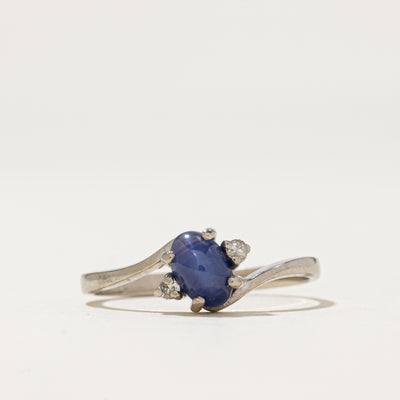 Synthetic Sapphire & Diamond Bypass Ring | 0.70ct, 0.02ctw | SZ 7.25