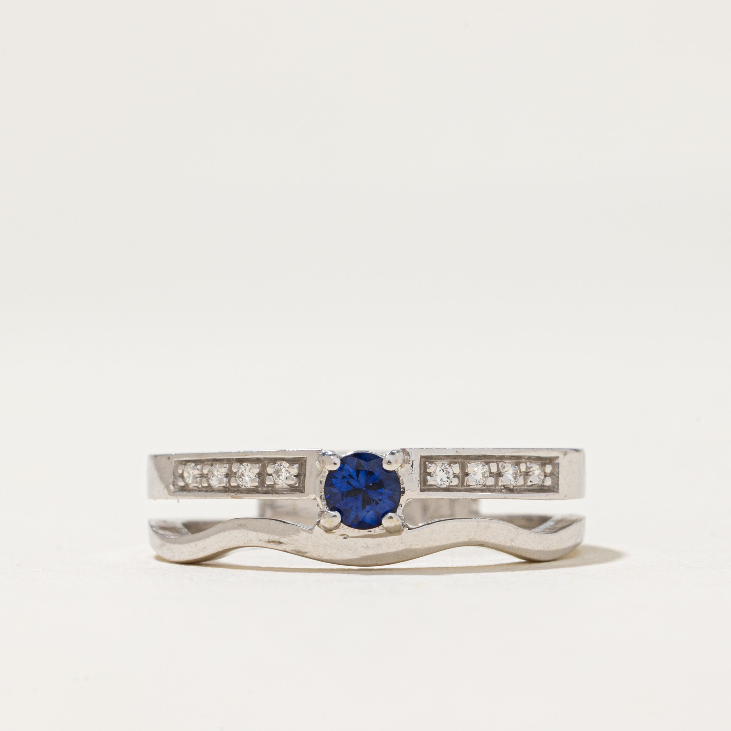 Synthetic Sapphire & Diamond Ring | 0.25ct | 0.04ctw | SZ 6.75